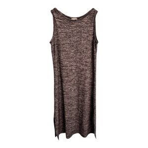 Daily Ritual Midi‎ Dress Sleeveless Casual Knit Side Slit Gray Size S